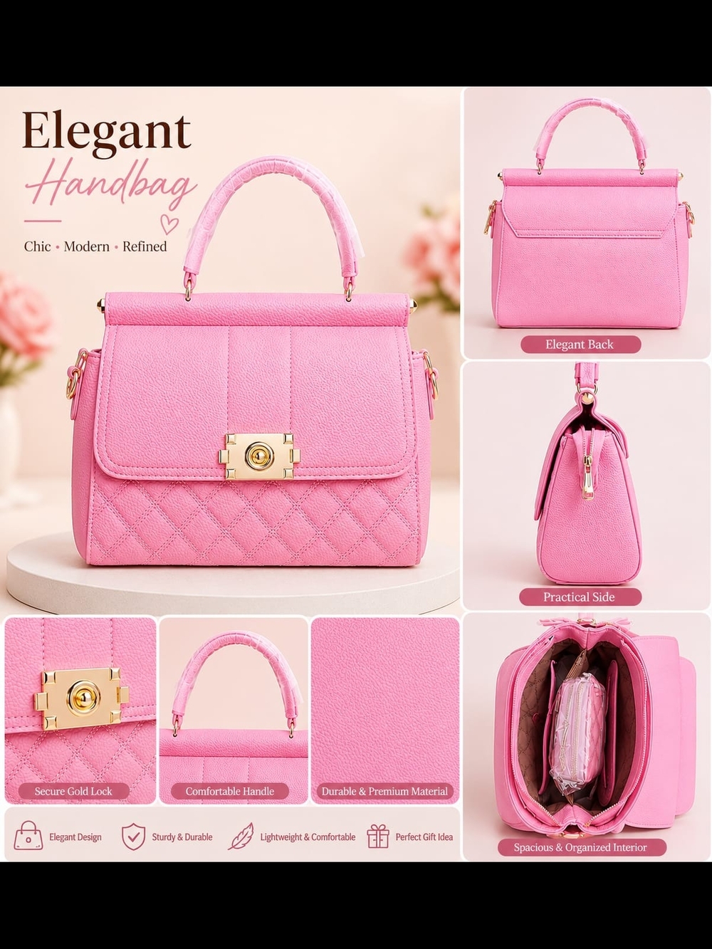 Women with Control Pink Satchel with Gold Hardware